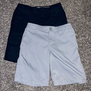 2 pair, Youth under Armour golf shorts, size 10, navy blue and light grey